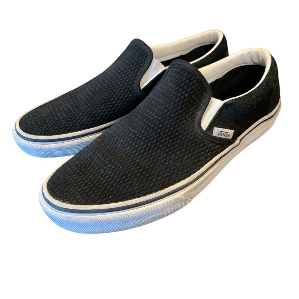 Vans Black Slip-On Sneakers with White Trim